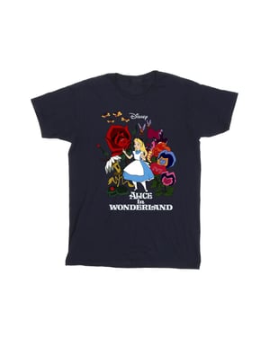 Disney Heren Alice In Wonderland Bloemen T-Shirt (Marineblauw)