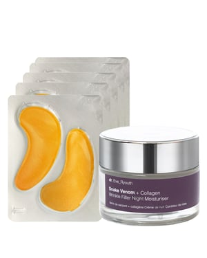 24K Goud + Antioxidant Hydraterende Oogbehandelingen Pads + Slangengif + Collageen Rimpelvuller Nachtcrème 50 ml
