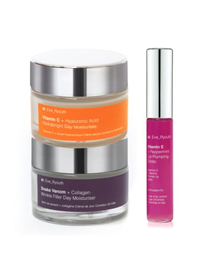 Vitamine C + Hyaluronzuur Hydrabright Dagcrème 50 ml + Slangengif + Collageen Rimpelvuller Dagcrème 50 ml + Vitamine E Lip Plumps 8 ml