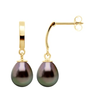 Half Hoop Tahitian Pearls Pears 8-9mm Yellow Gold