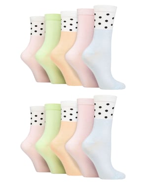 Wildfeet - 10 Paar Dames Bamboe Crewsokken - Jacquard Sokken - Vlekken Pastel
