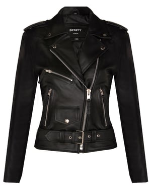 Dames rundleer bikerjack-Mansfield