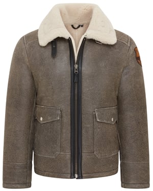 Heren Grijs B3 Shearling Bomber Aviatorjack - Akutan