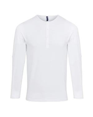 Premier Heren Long John met opgerolde mouwen T-Shirt (Wit)