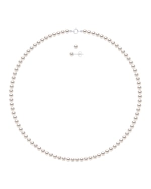 Set - Ketting Rij van Echte Gecultiveerde Parel Akoya Japanse Gecertificeerde Rond 5-6 mm