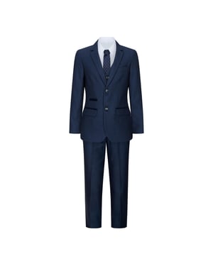 3-delig marineblauw birdseye-tweedpak voor jongens