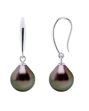 Oorbellen van 925 Zilver en Echte Gecultiveerde Tahiti-Parels 9-10 mm