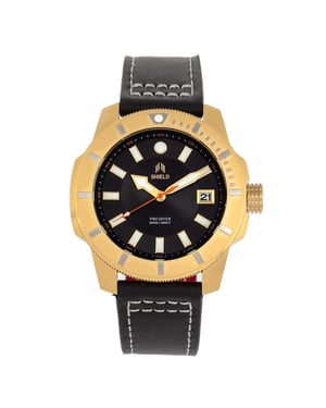 Shield Shaw lederen band duikhorloge voor heren met datum