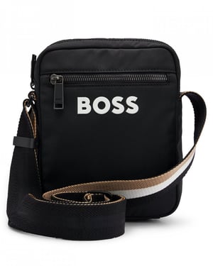 BOSS Orange Catch 3.0 Heren Crossbody Tas met Handtekening Gestreepte Riem