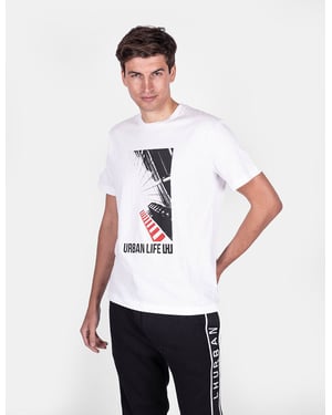 Les Hommes T-shirt Urban Life LHU Mannen Wit