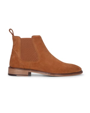London Brogues Heren Tan Suede Leren Slip-On Chelsea Enkellaarsjes