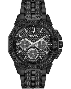 Bulova Crystal Octava Heren Zwarte Horloge 98C134