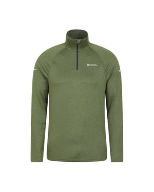 Mountain Warehouse Heren Echo gemêleerde gerecyclede semi-rits midlayer (Groen)