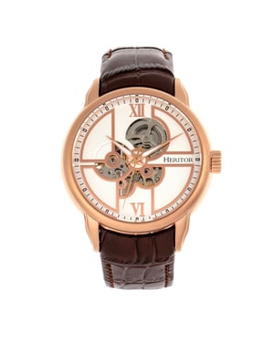 Heritor automatisch Sanford semi-skelet lederen band horloge