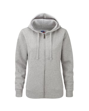 Russell Dames Premium Authentieke Hoodie met rits (3-laagse stof) (Licht Oxford)