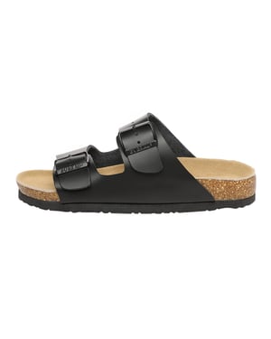 EVER AU Vrouwen Mallard Leren Tweeling Gesp Sandalen - Zwart Leer
