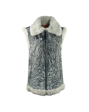 Parajumpers Sax Shearling Nine ijzergrijs lederen gilet