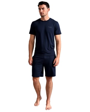 Ted Baker Pyjama Shorts | Heren Casual Lounge Wear Pyjama Broek met Zakken - Marineblauw