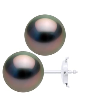 Oorbellen - Wit Goud 375 - Echte Cultuur Tahiti Parel Ronde 10-11 mm