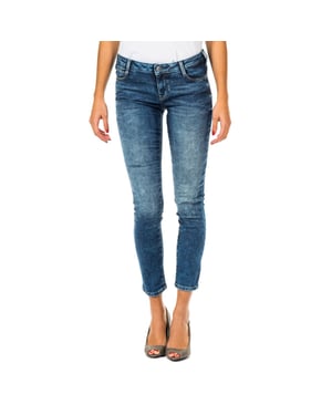 Lange jeansbroek met smal gesneden zomen 10DB50282 vrouw