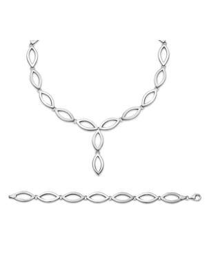 Orphelia Dames 925 Sterling Zilveren Set: Ketting + Armband - Zilver SET-039
