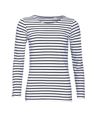 SOLS Dames/dames Marine Long Sleeve Stripe T-Shirt (Wit/Zwaar)