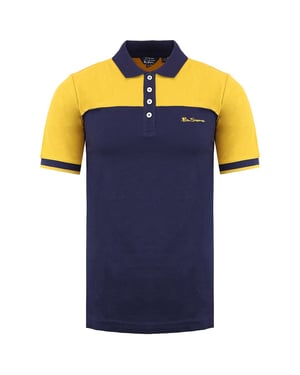Ben Sherman Colour Block Heren Navy/Geel Poloshirt