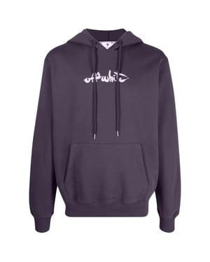 Gebroken witte verf Arrow-logo slim-fit aubergine paarse hoodie