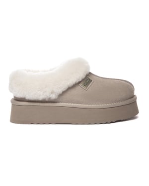 EVER AU Dames Leren Pantoffels - Topknot