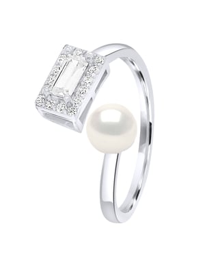 Verstelbare Ring Cubic Zirconia - Echte Gekweekte Zoetwaterparel Knop 5-6 mm