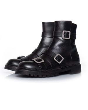 Hank platte juwelen gespschoen enkelboots