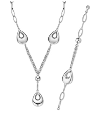 Orphelia Dames 925 Sterling Zilver Set: Ketting + Armband - Zilver SET-028