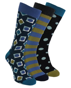 HS by Happy Socks - Heren 3-Pack Cadeaubox Met Stippen Kousen - Vierkant