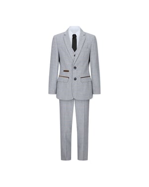 3-delig crèmekleurig tweed geruit vintage retro pak voor jongens