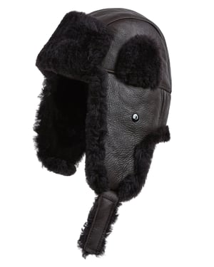 Heren Bruine RAF Aviator Schapenvacht B-55 Trapper Hoed Winter Warme Leren Navigator Hoed