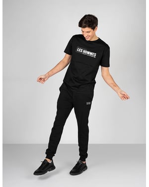 Les Hommes T-shirt Front Logo Mannen zwart