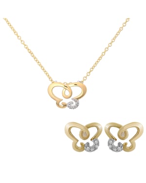 Orphelia 'Joya' Dames 925 Sterling Zilver Set: Ketting-Hanger + Oorbellen - Zilver/Goud SET-7088/1