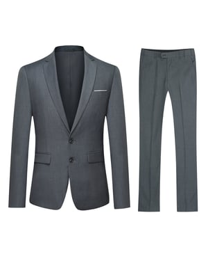 Heren 2-delig slim fit grijs pak met twee knopen