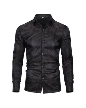 Slim-fit geborduurd zwart Paisley-shirt