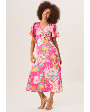 Midi-jurk met bloemenprint en engelmouwen