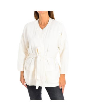 Lang vest en geknoopte riem 8998 vrouw