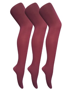 3 paar dames gekleurde ondoorzichtige 80 denier panty's - Bordeaux