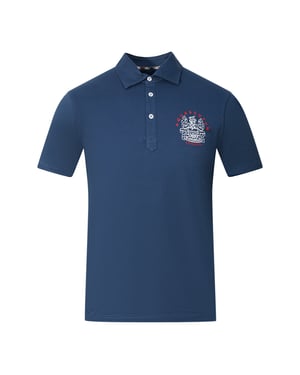 Aquascutum Aldis London Logo Blue Polo Shirt