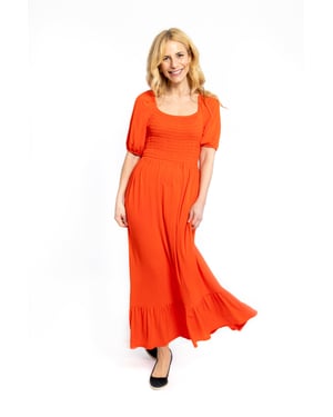 Gerimpelde Maxi Dress - Oranje