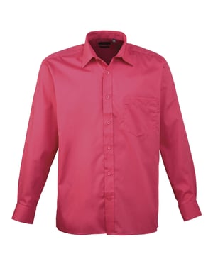 Premier Heren Premier Poplin Formeel Overhemd Met Lange Mouwen (Heet Roze)