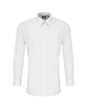 Premier Heren Poplin overhemd met lange mouwen (Wit)