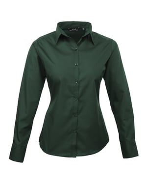Premier Dames/dames Poplin Blouse met lange mouwen / Gewoon werk overhemd (Fles)