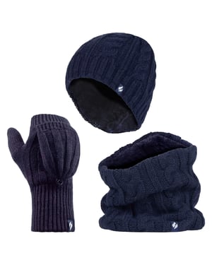 Heat Holders dameshoed, nekwarmer handschoenen set - Marine