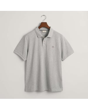 Heren Gant Geborduurd Archive Shield Poloshirt in Grijs