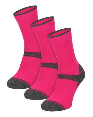 3 Paar Multipack Kids Merino Wol Wandelsokken | Lichte Antiblister Sokken voor Jongens & Meisjes - Roze